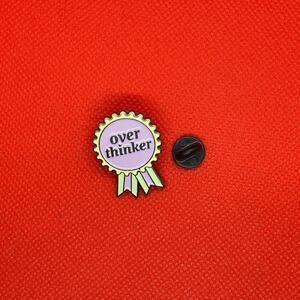 Over Thinker Award Ribbon Pin Brooch